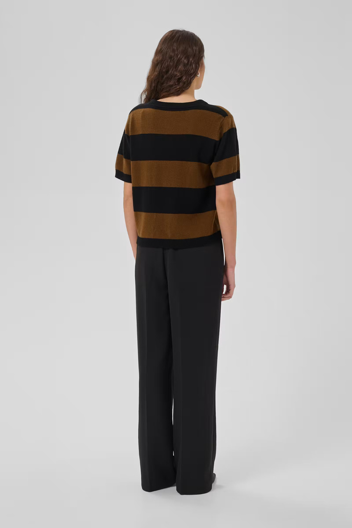 MWJola Short-sleeved knit Bison W. Black Stripe / Brown