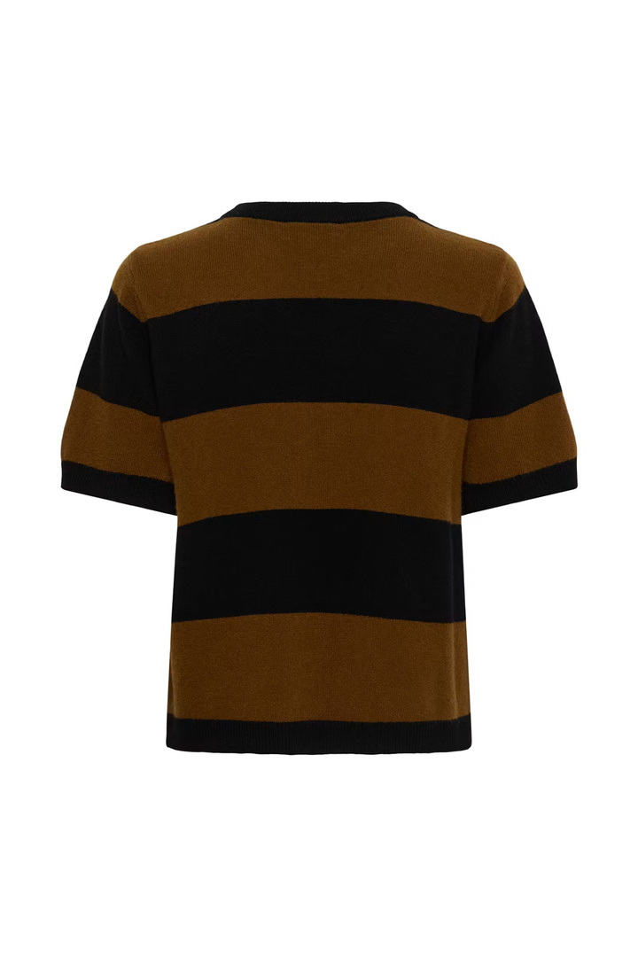 MWJola Short-sleeved knit Bison W. Black Stripe / Brown