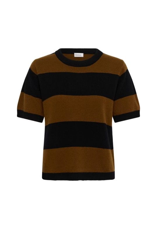 MWJola Short-sleeved knit Bison W. Black Stripe / Brown