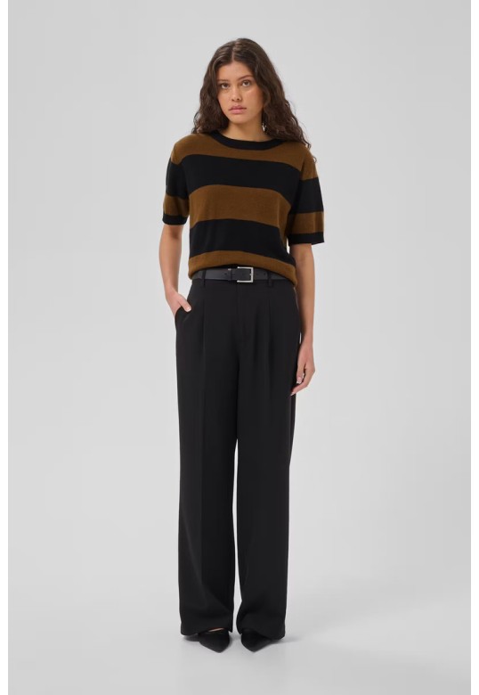MWJola Short-sleeved knit Bison W. Black Stripe / Brown