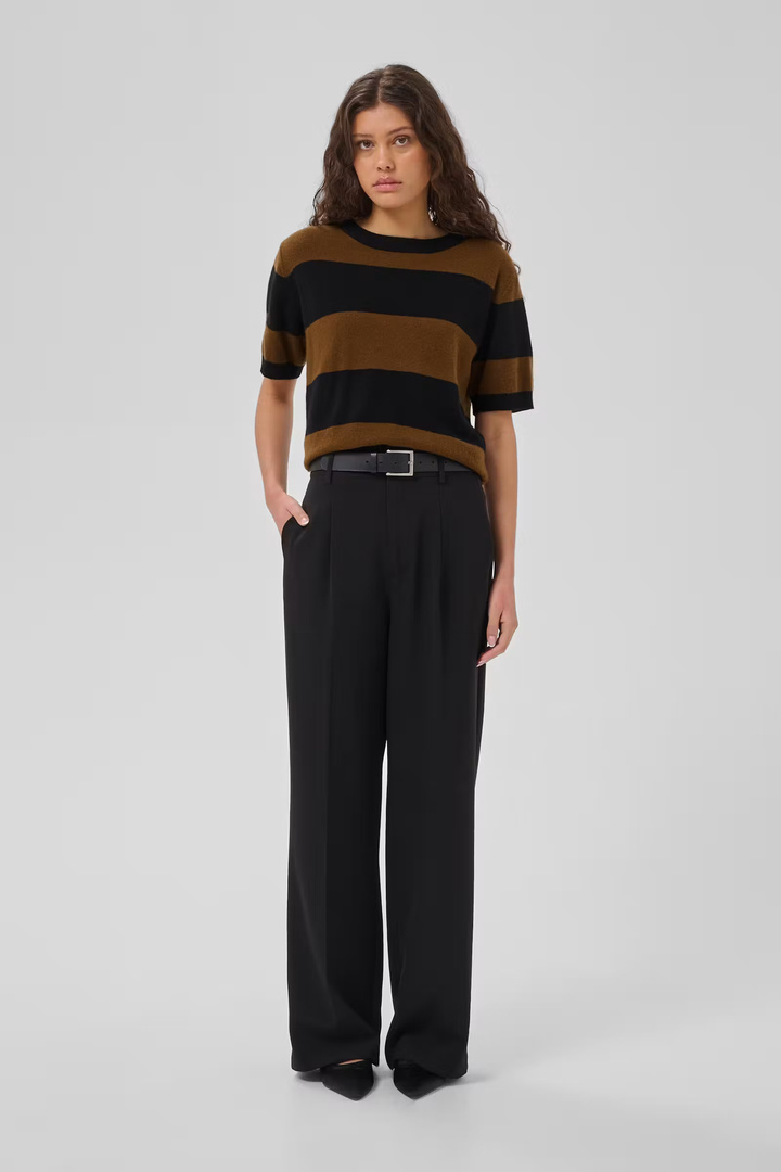 MWJola Short-sleeved knit Bison W. Black Stripe / Brown