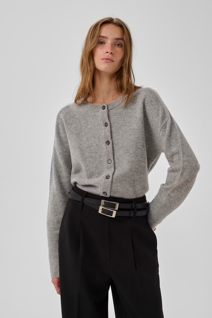 13 THE KNIT CARDIGAN Light Grey Melange