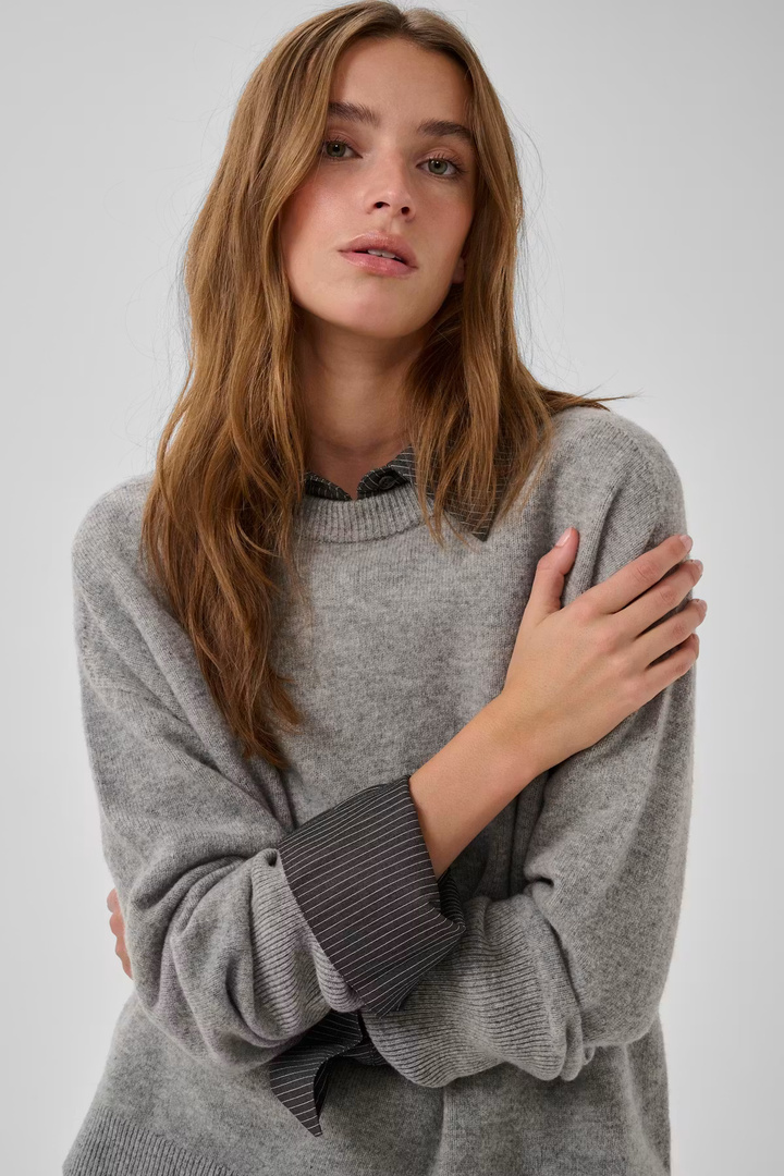 11 THE KNIT CREWNECK Light Grey Melange