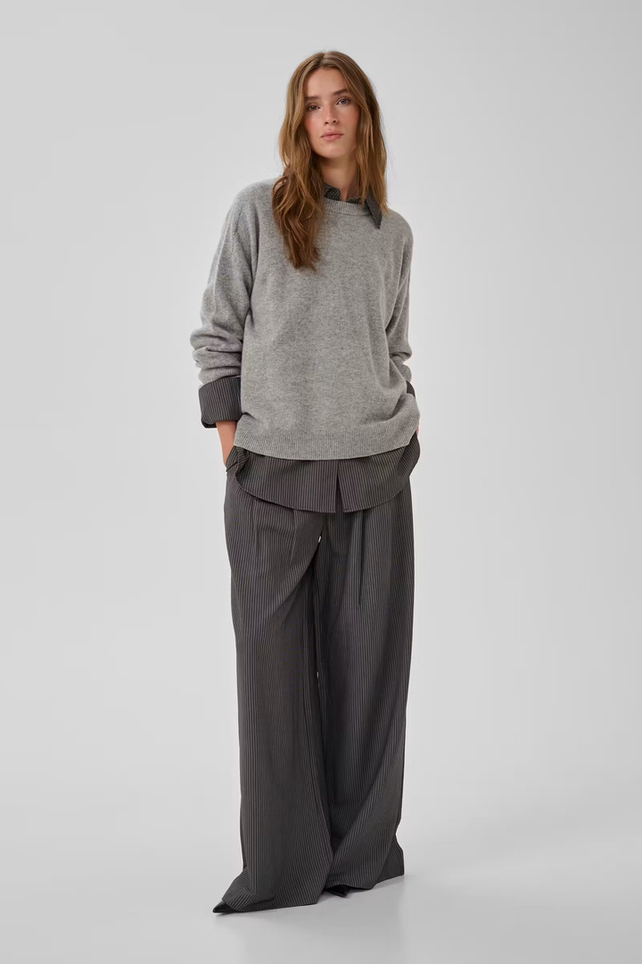 11 THE KNIT CREWNECK Light Grey Melange