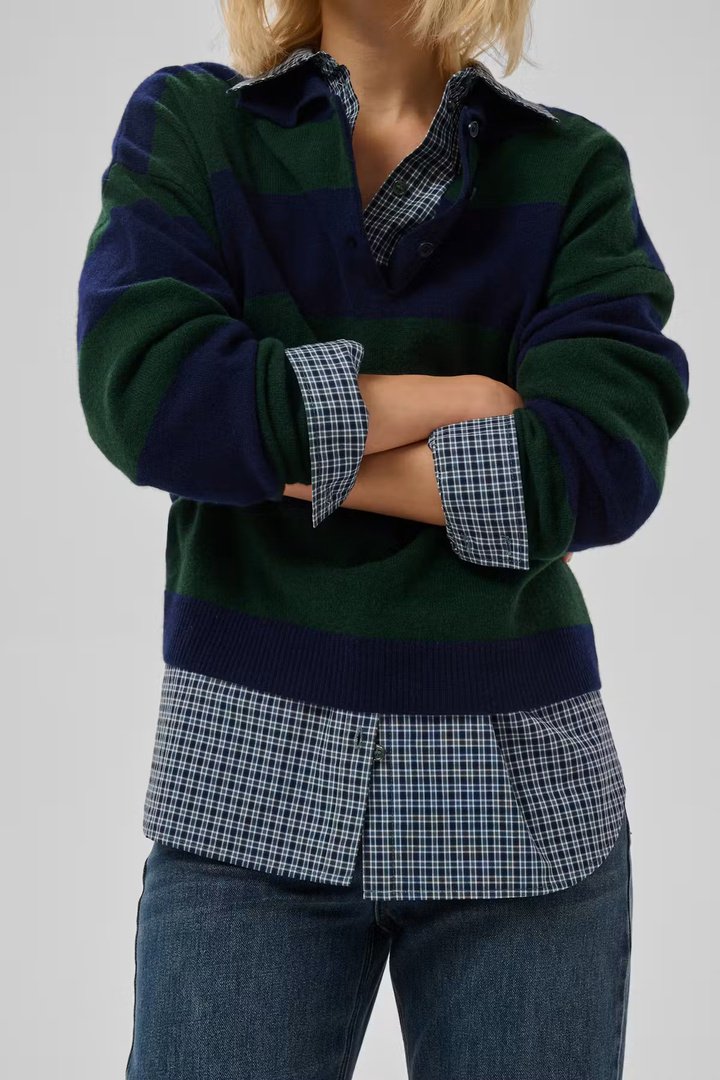 MWJola polo pullover Douglas W. Navy Stripe / Green