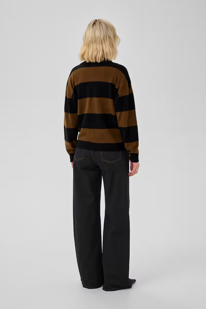 MWJola polo pullover Bison W. Black Stripe / Brown