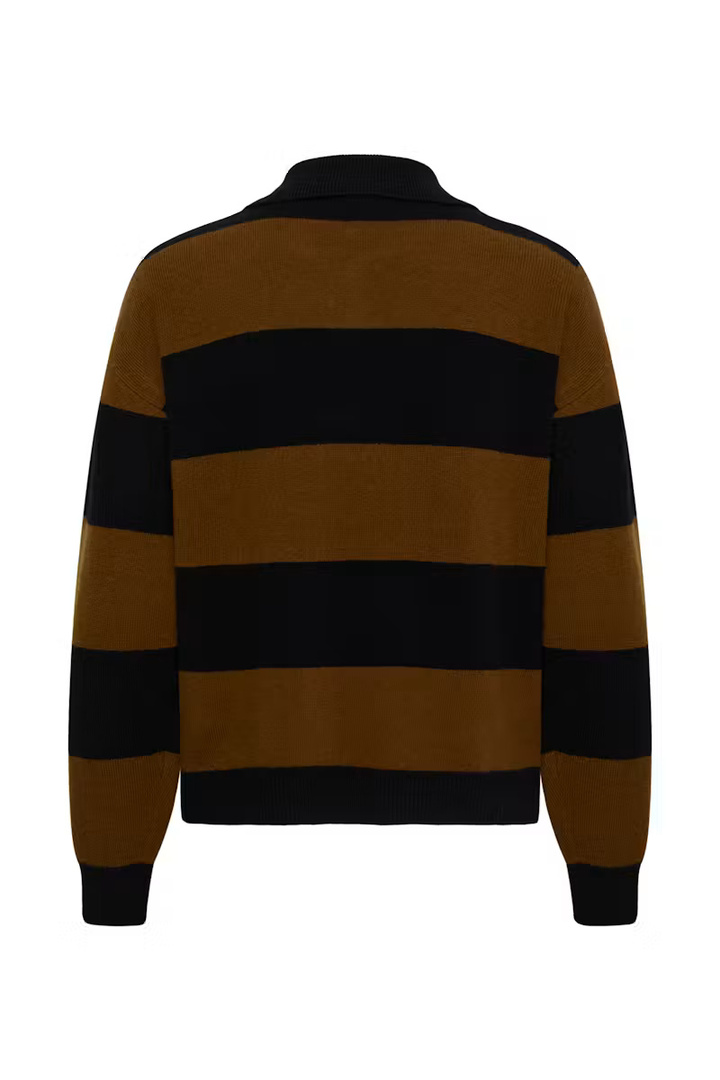 MWJola polo pullover Bison W. Black Stripe / Brown