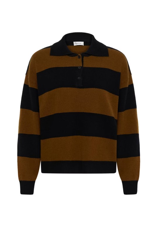 MWJola polo pullover Bison W. Black Stripe / Brown