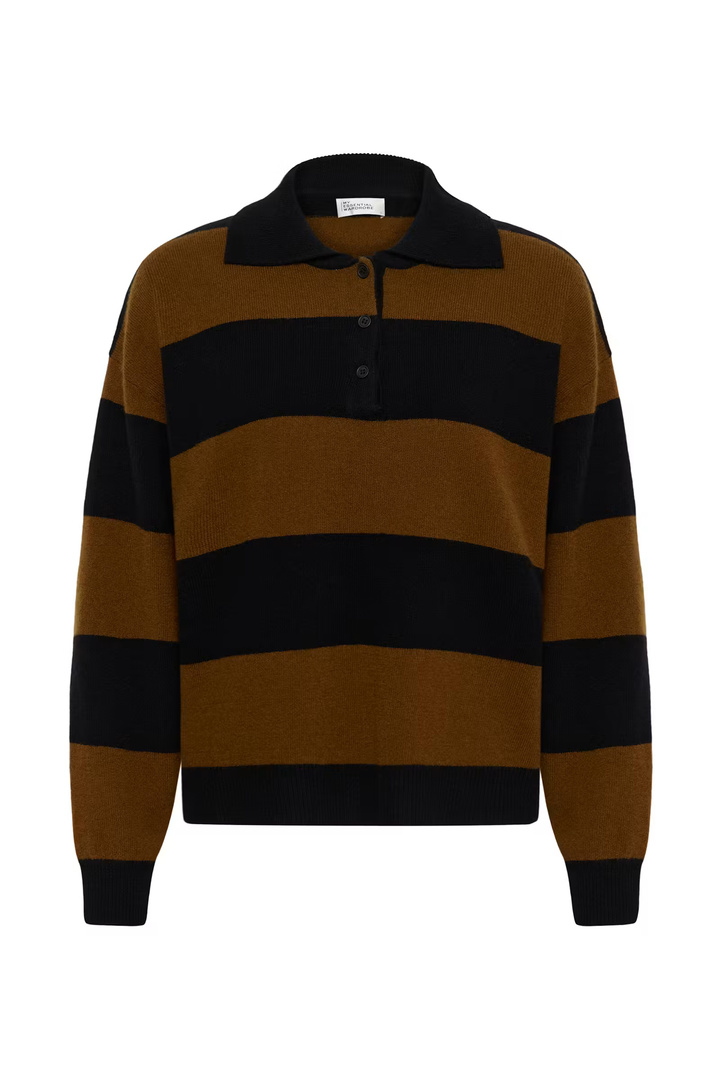 MWJola polo pullover Bison W. Black Stripe / Brown