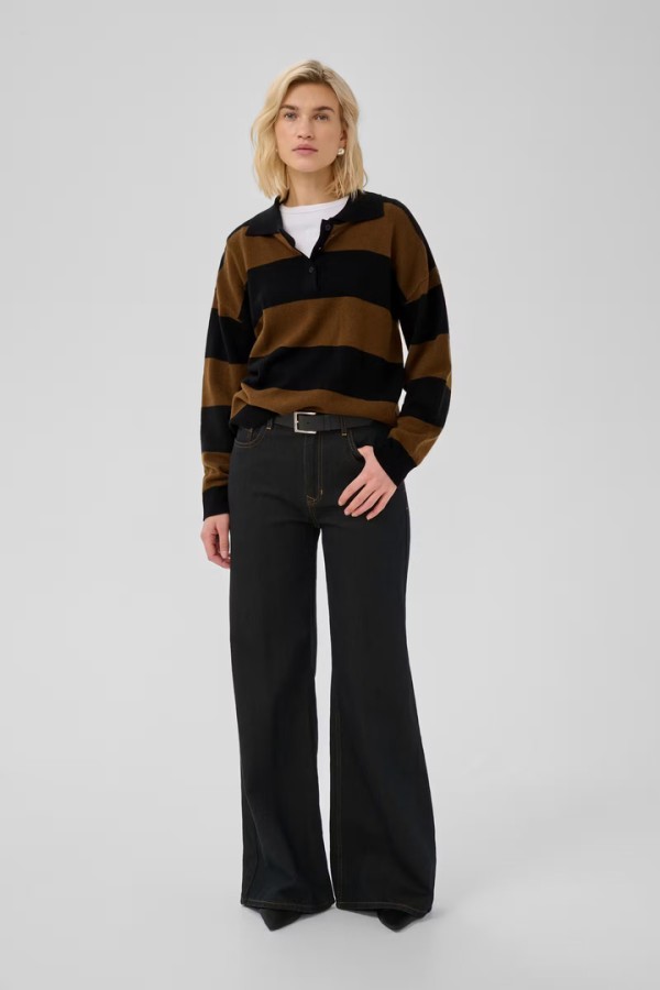 MWJola polo pullover Bison W. Black Stripe / Brown