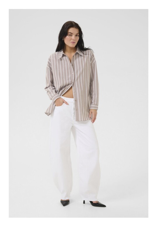 KionaMW Boxy Shirt Walnut Striped