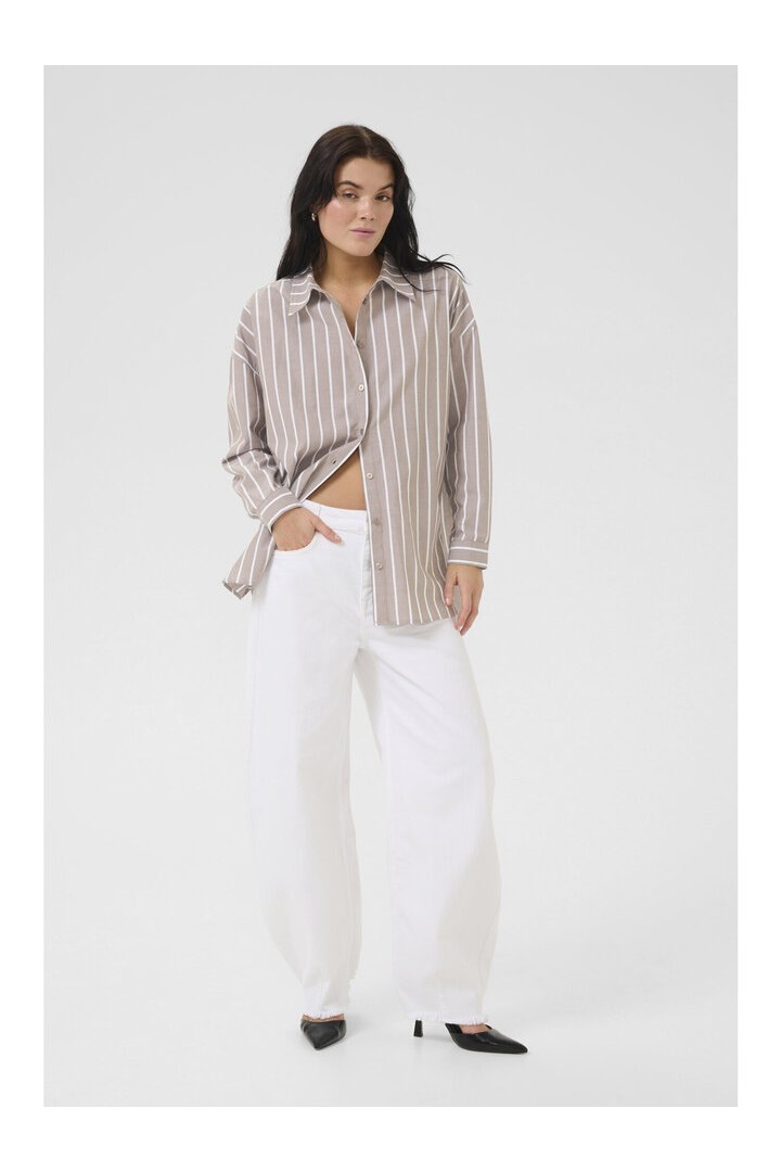 KionaMW Boxy Shirt Walnut Striped