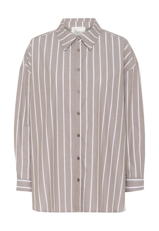 KionaMW Boxy Shirt Walnut Striped