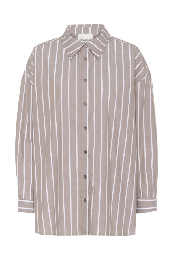KionaMW Boxy Shirt Walnut Striped