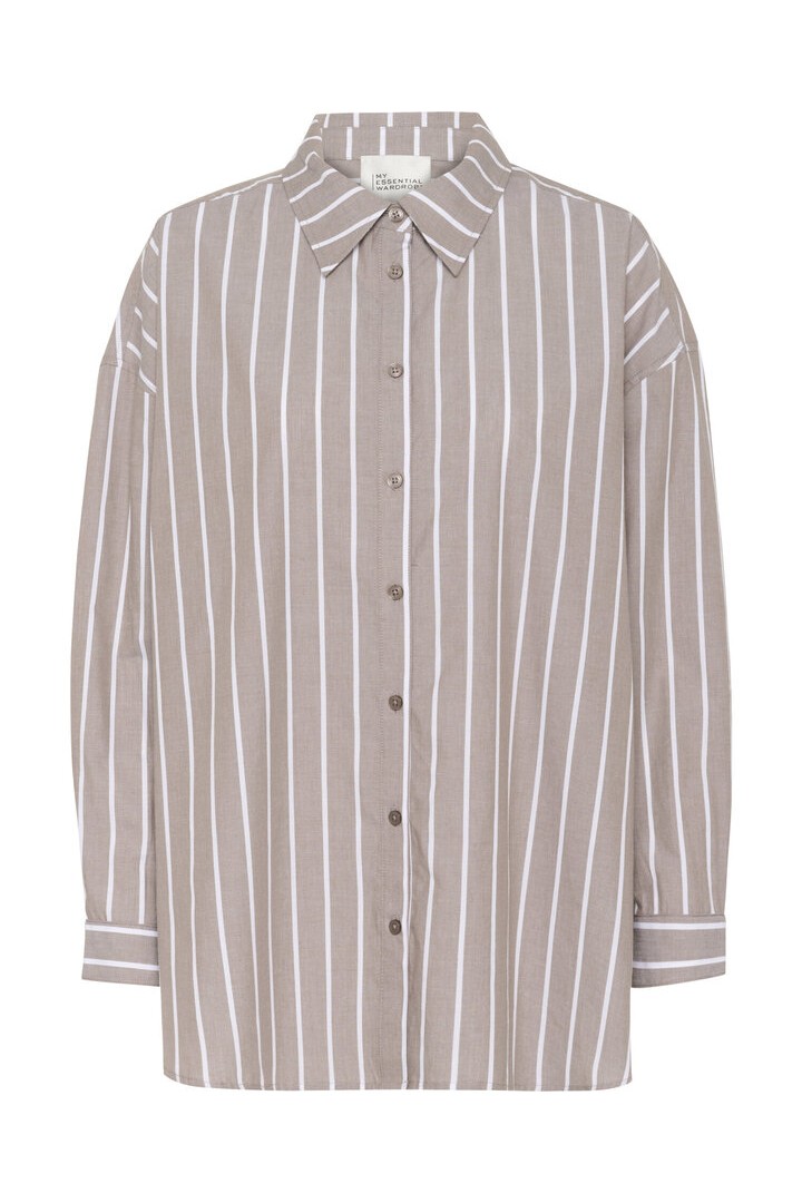 KionaMW Boxy Shirt Walnut Striped