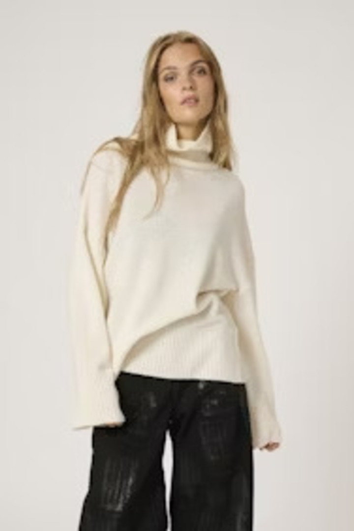 HuxiMW wool and kashmir rollneck snow white