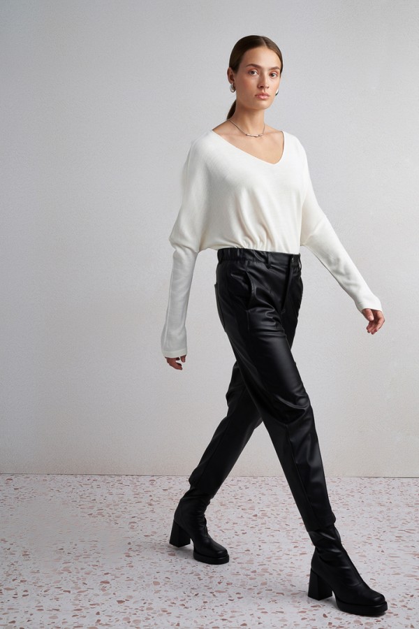 FAUX LEATHER TROUSERS MY T BLACK