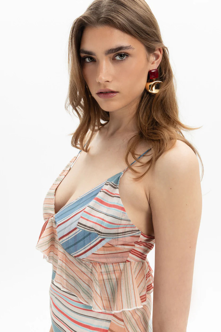 Multicolor Stripe Midi Dress