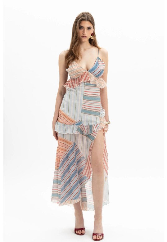 Multicolor Stripe Midi Dress
