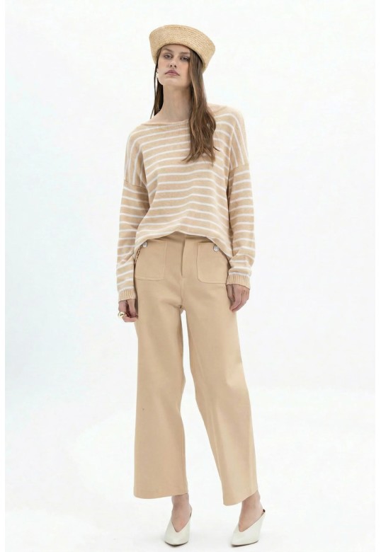 Wide Leg Pants Beige