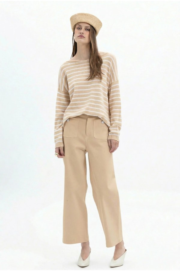 Wide Leg Pants Beige