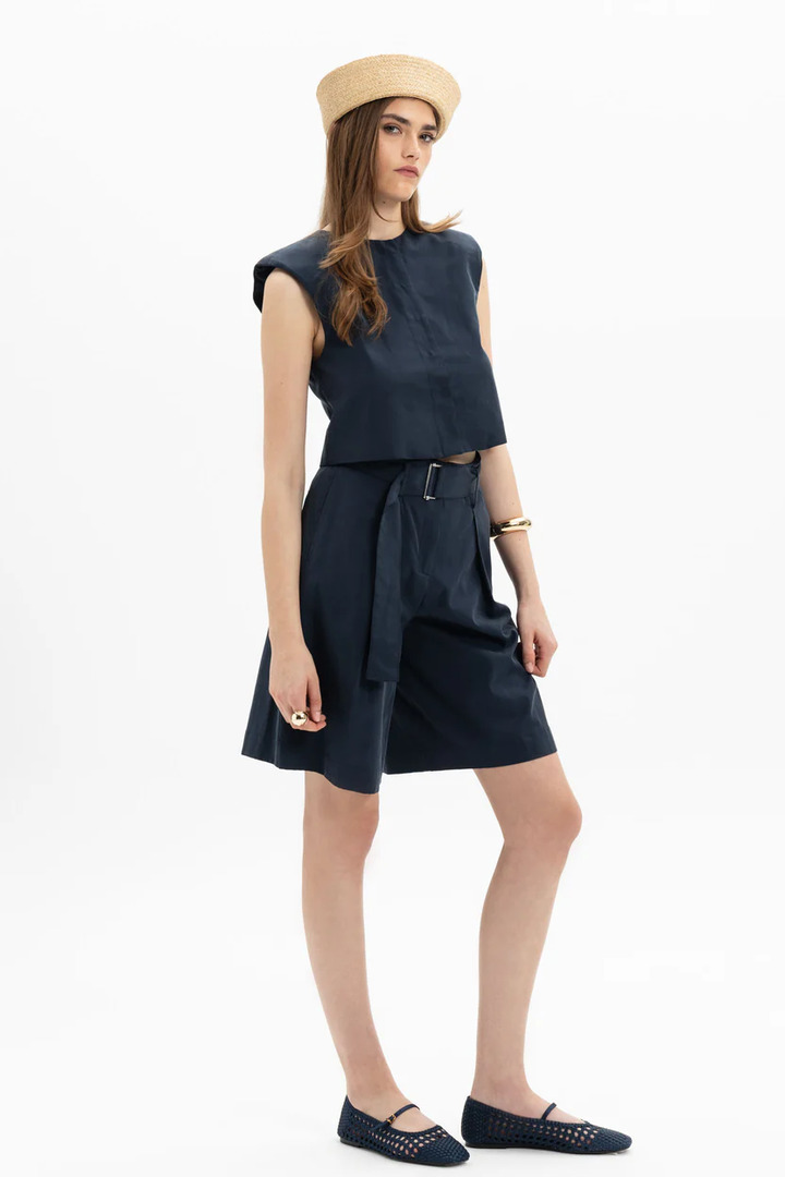 Sleeveless Crop Top Blue