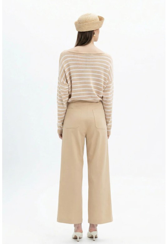 Wide Leg Pants Beige