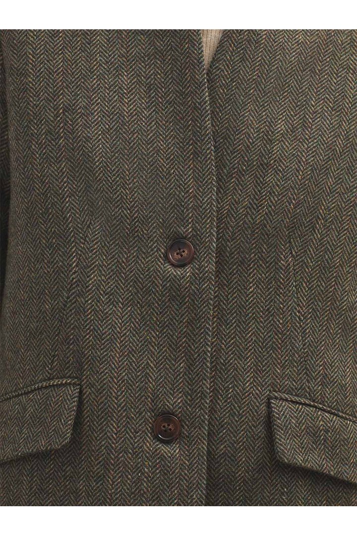Wool tweed blazer khaki dark green