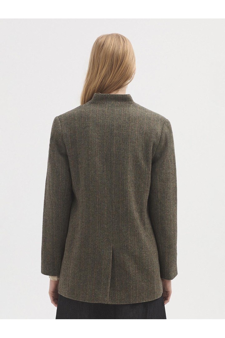 Wool tweed blazer khaki dark green