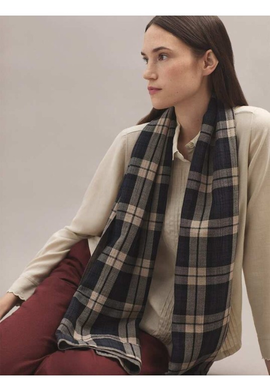 Cotton plaid scarf black