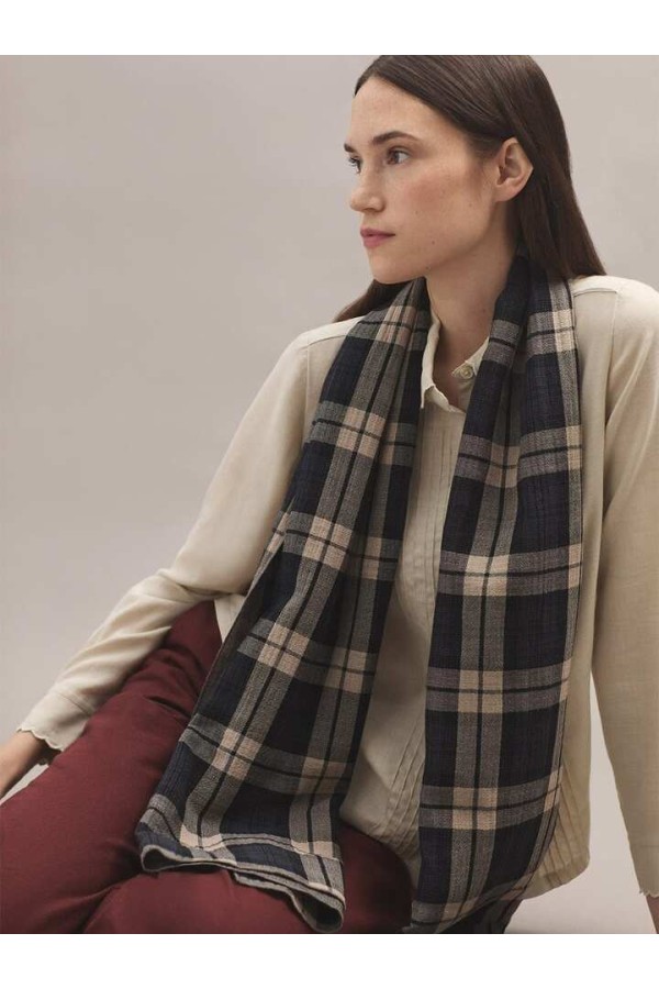 Cotton plaid scarf black