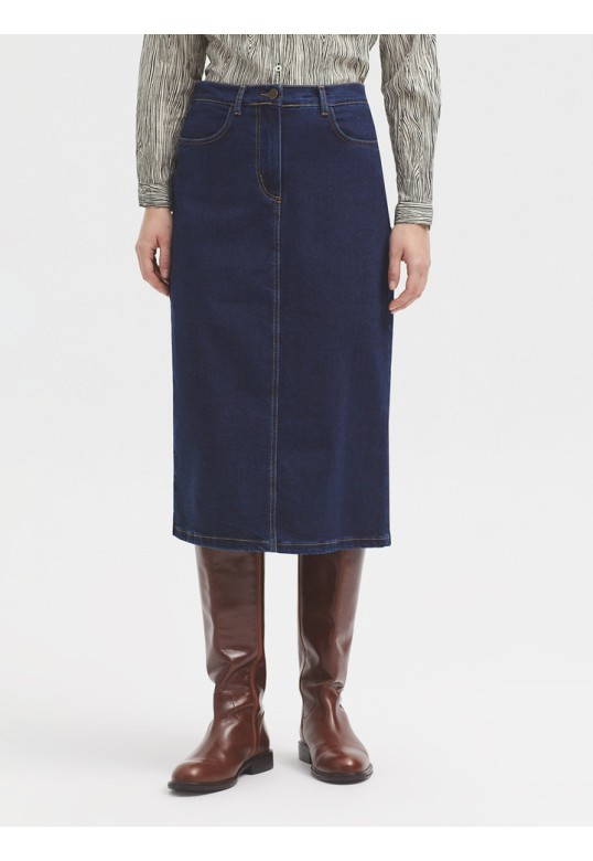 Five pocket denim skirt dark denim