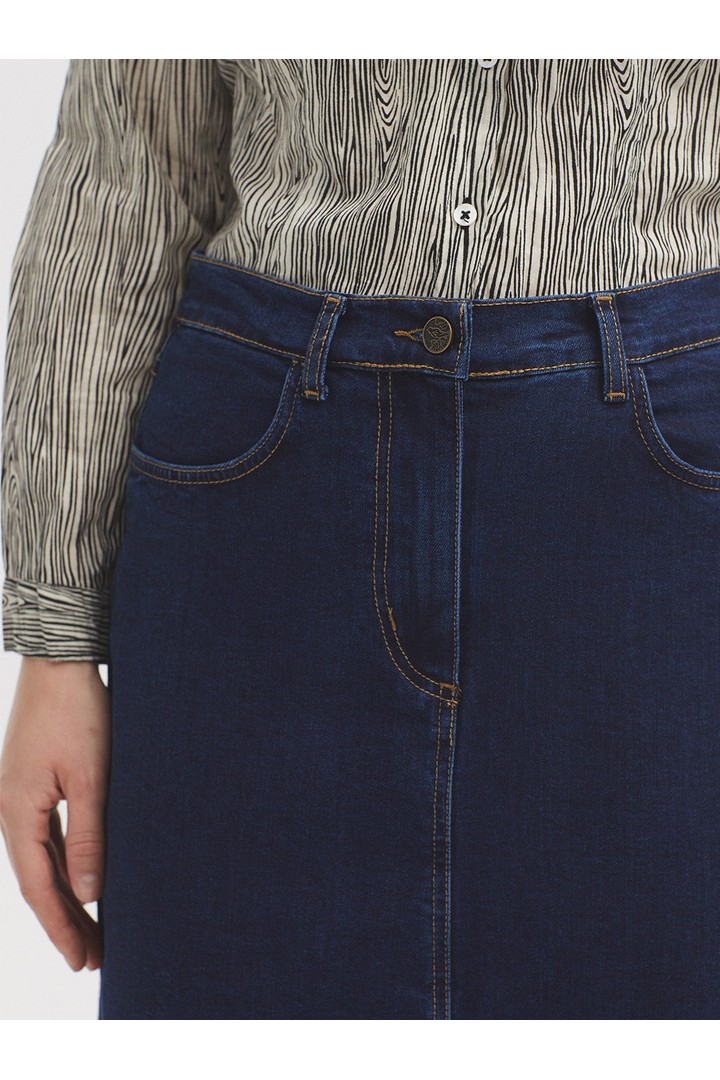 Five pocket denim skirt dark denim