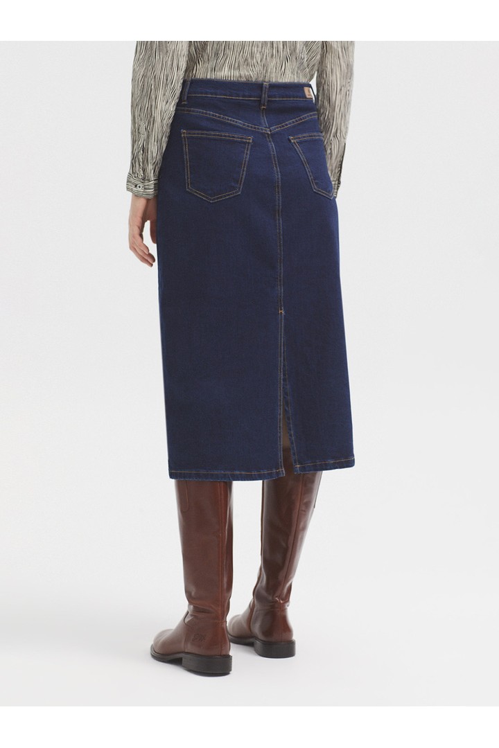 Five pocket denim skirt dark denim