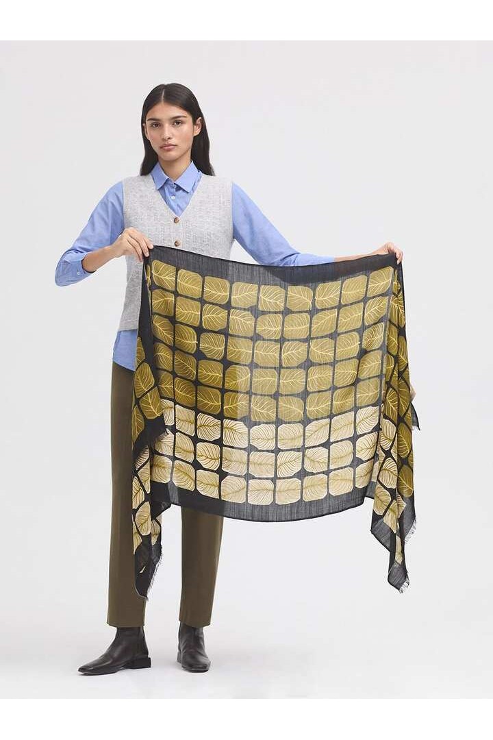Square Leaves foulard black