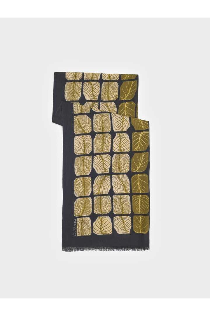 Square Leaves foulard black