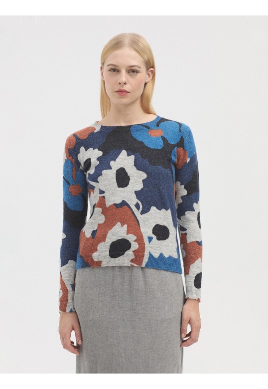 Flor City print jumper navy