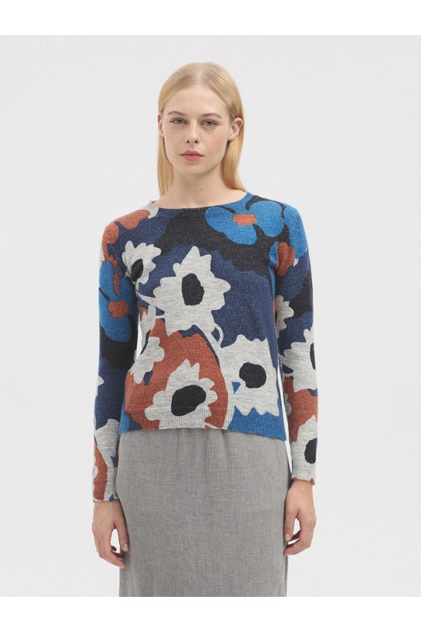 Flor City print jumper navy