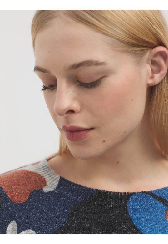 Flor City print jumper navy