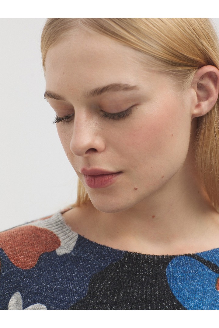 Flor City print jumper navy