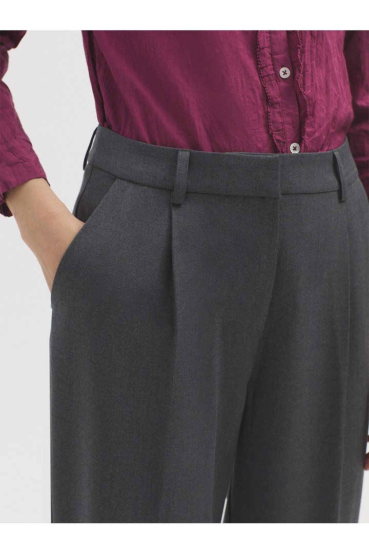 Darted cool wool trousers medium grey