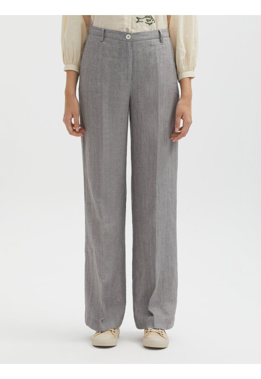 Wide-leg linen trousers medium grey