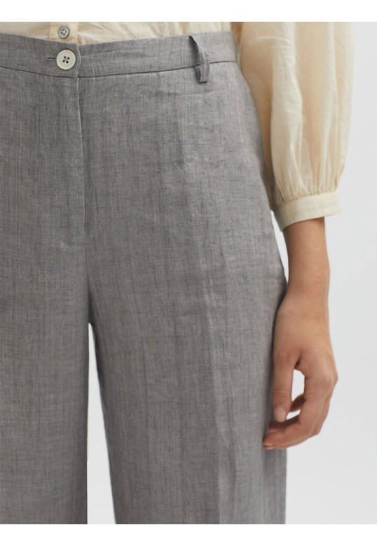 Wide-leg linen trousers medium grey