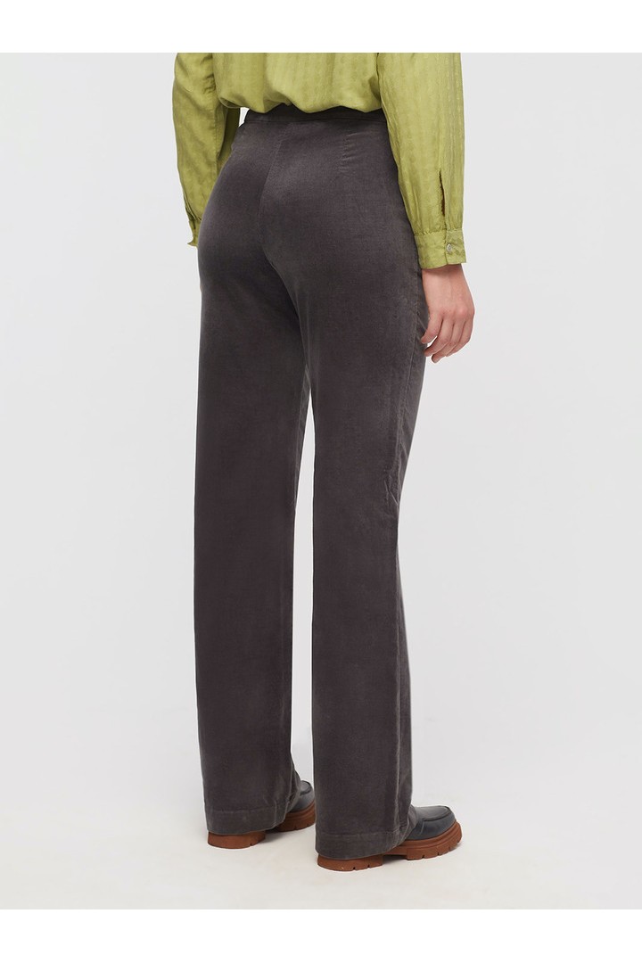 Fine corduroy full-length bootcut trousers medium gray