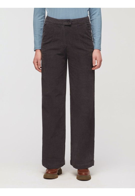 Micro corduroy flared trousers medium gray