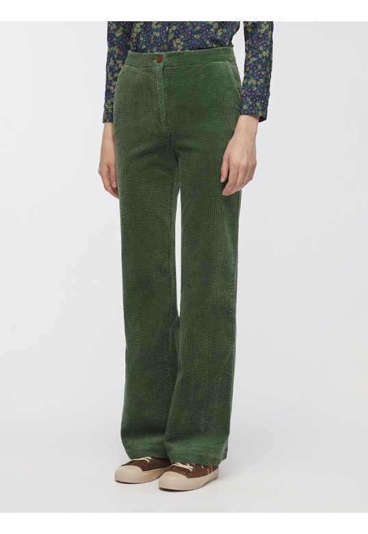 Corduroy maxi trousers forest green