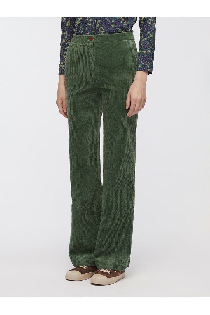 Corduroy maxi trousers forest green