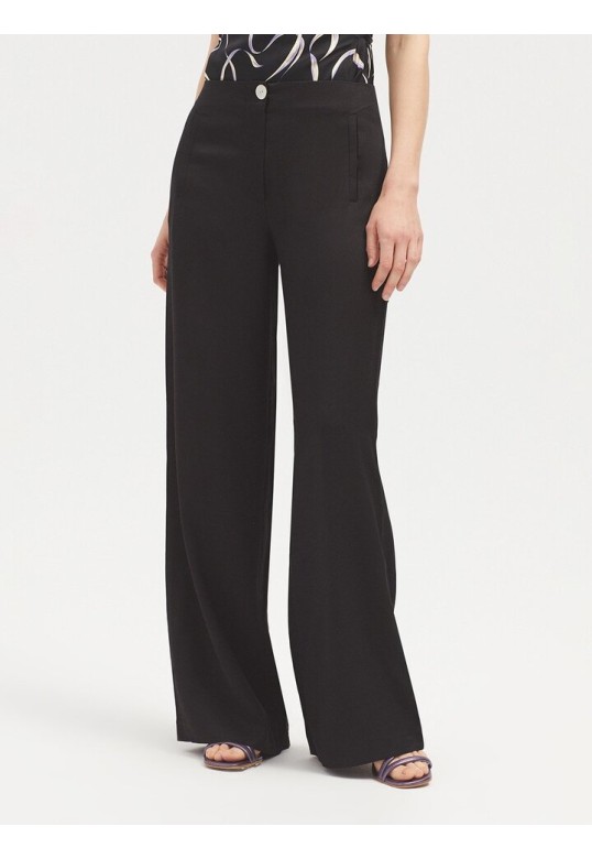 Linen maxi trousers black