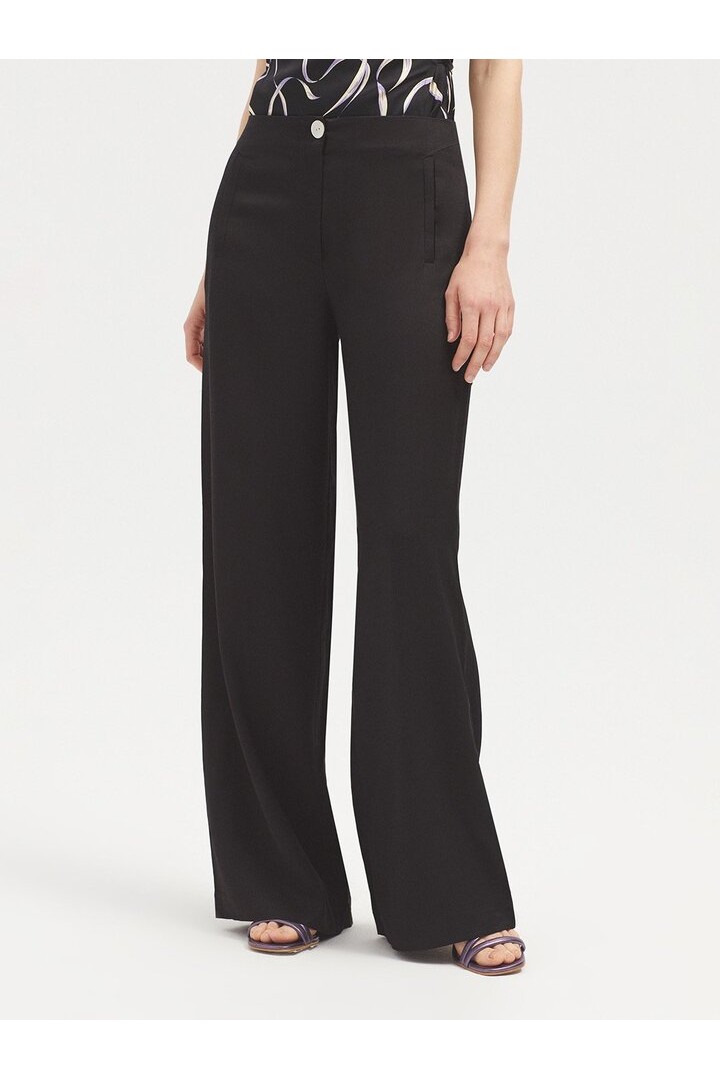 Linen maxi trousers black