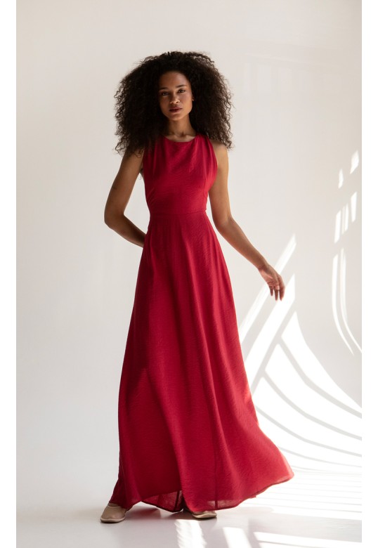 CRUNCHY DRESS BEET RED